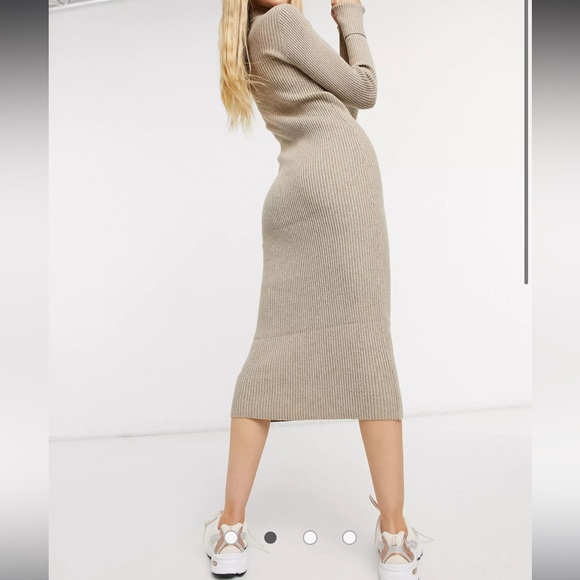 BB Dakota sweater of intent midi dress in taupe - Picture 3 of 8